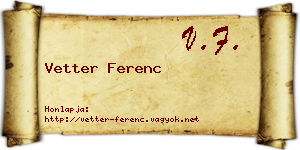 Vetter Ferenc névjegykártya